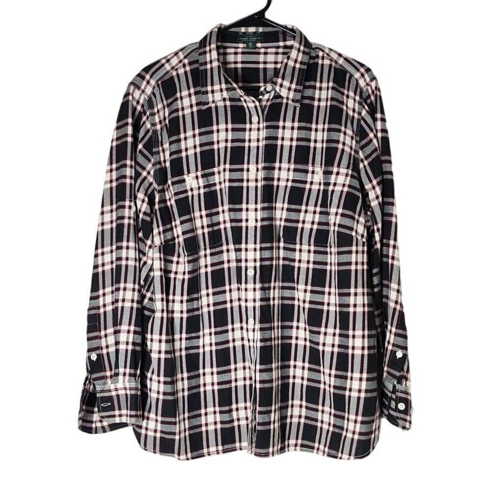 LRL Ralph Lauren Button Front Shirt Plus Size‎ 2X Blue Red Plaid Flannel Cotton